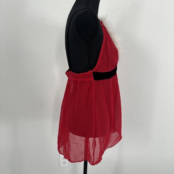 Enchanting Lingerie Sexy Santa Claus Top Women's Top Size Large Christmas Red - Picture 6 of 12